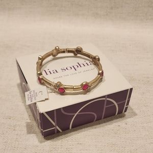 NWT Lia Sophia Gold Stretch Cadence Bracelet with Pink Stone